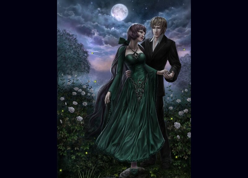 Couple in Garden — Green, Dramatic