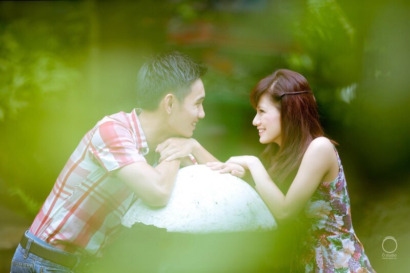 Couple in Garden — Green, Romantic, Afternoon, Photograph