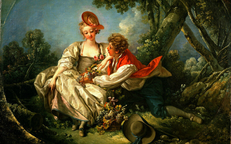 Couple in Garden — Green, Romantic, Afternoon