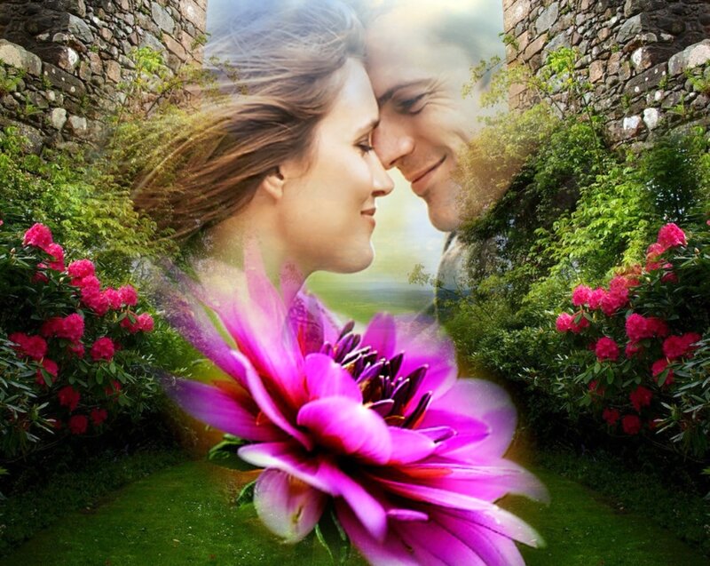 Couple in Garden — Pink, Romantic, Spring