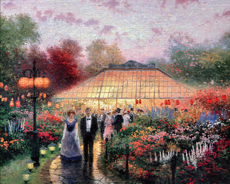Couple in Garden — Pink, Romantic, Sunset