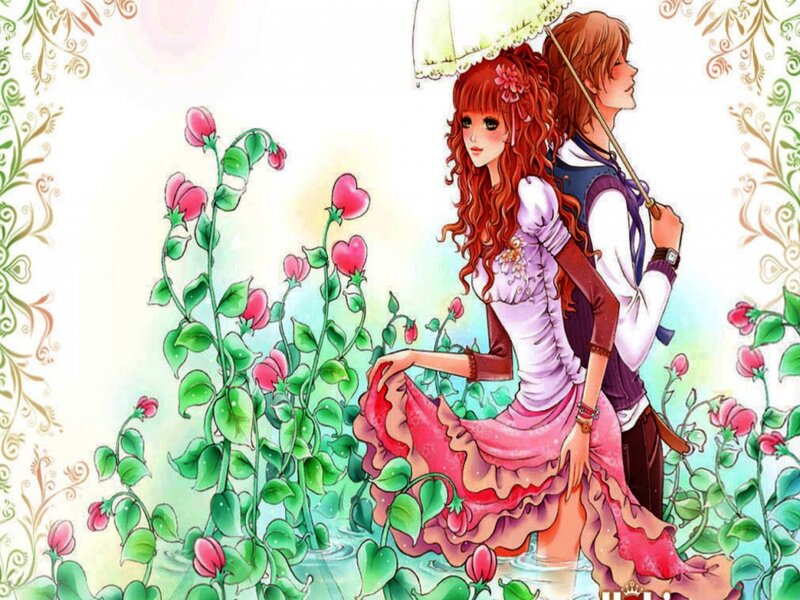 Couple in Garden — Pink