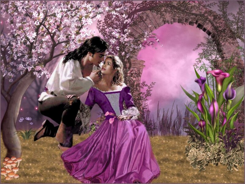 Couple in Garden — Purple