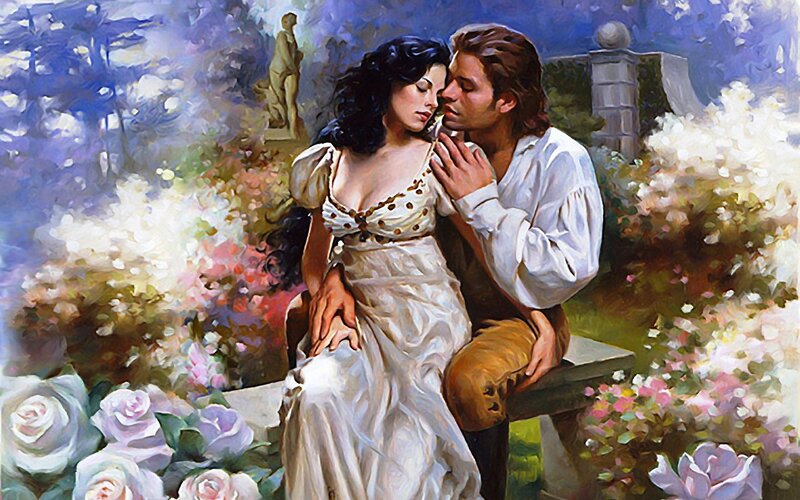 Couple in Garden — White
