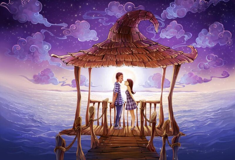 Couple in Gazebo — Purple