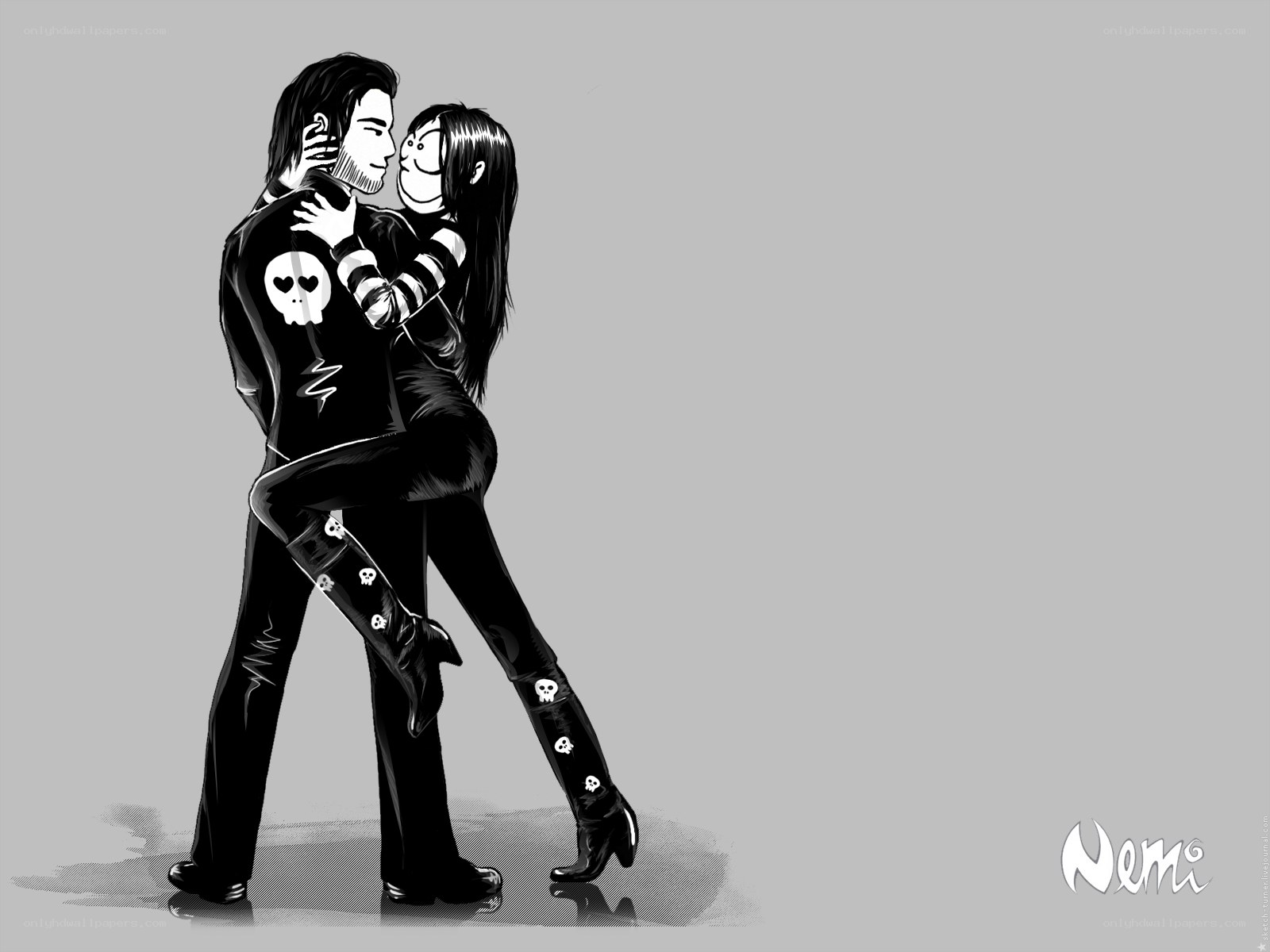 Couple in goth attire
