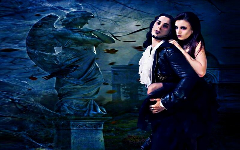 Couple in Gothic Attire — Blue, Dramatic