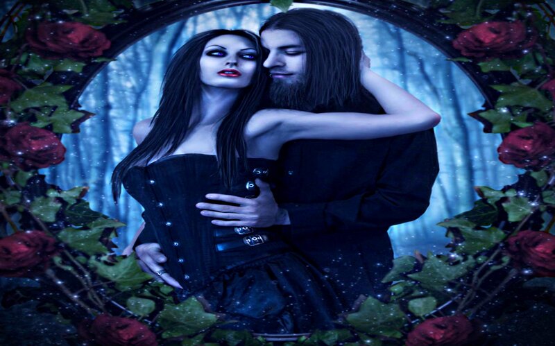 Couple in Gothic Attire — Blue