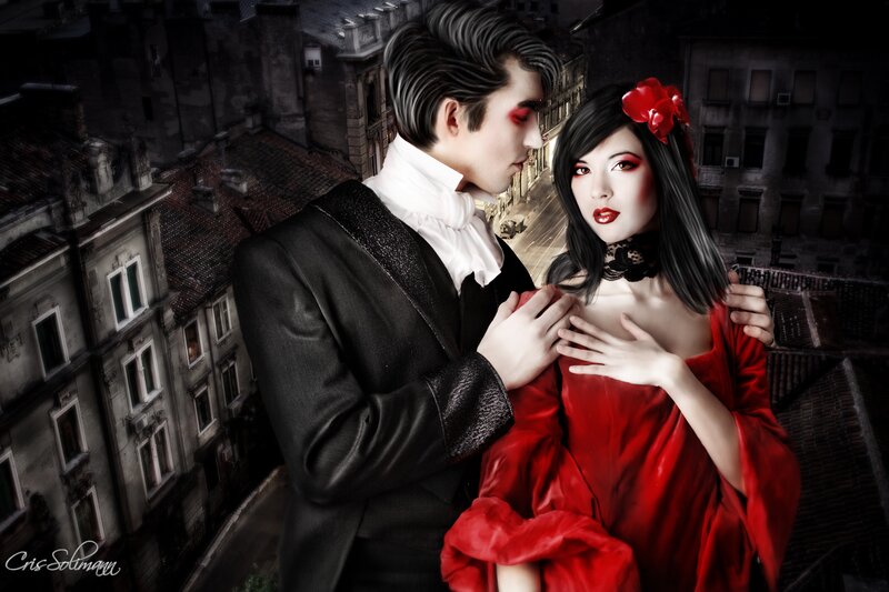 Couple in Gothic Attire — Red