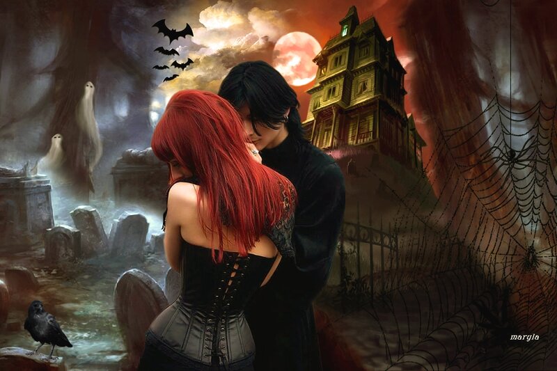 Couple in Graveyard — Red