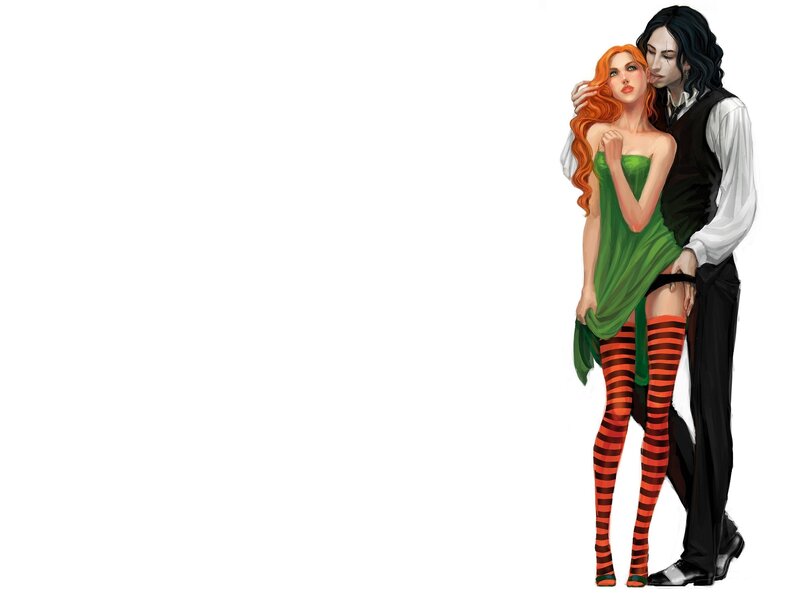couple in green and striped stockings