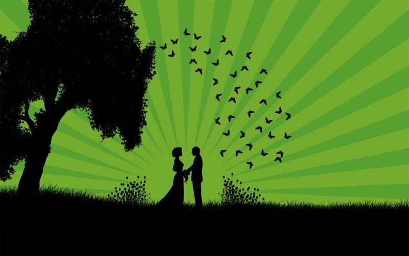 couple in green sunset