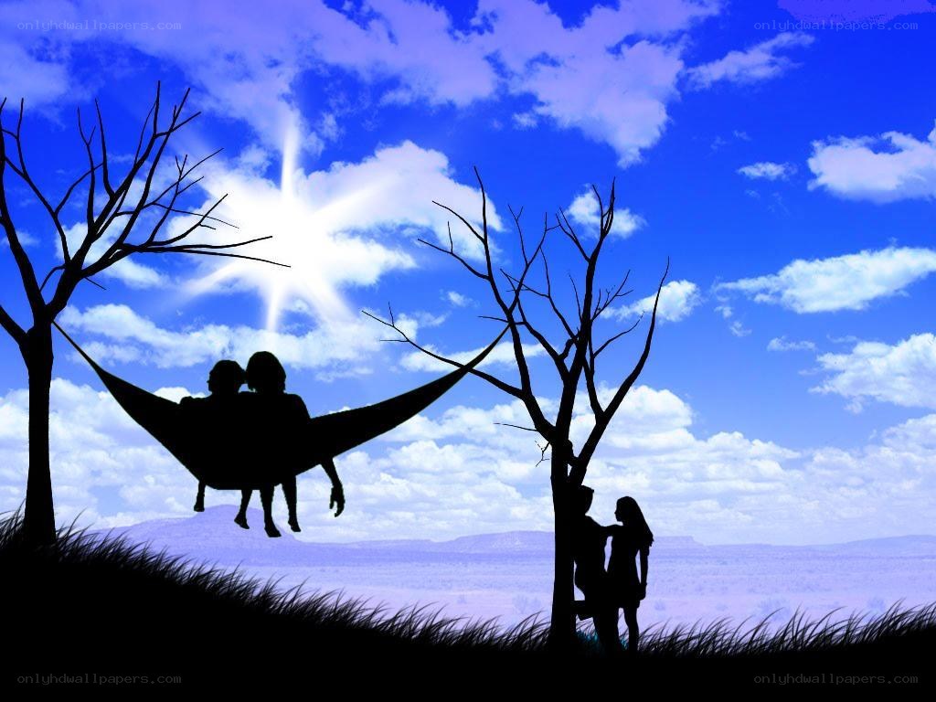 Couple in hammock at sunset