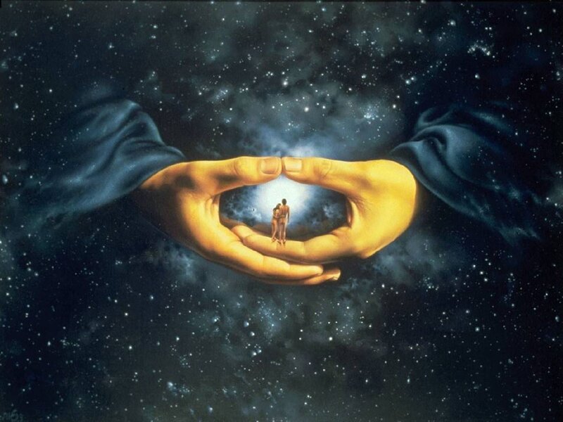 Couple in Hands — Blue