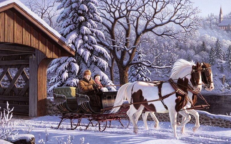 Couple in Horse-drawn Sleigh