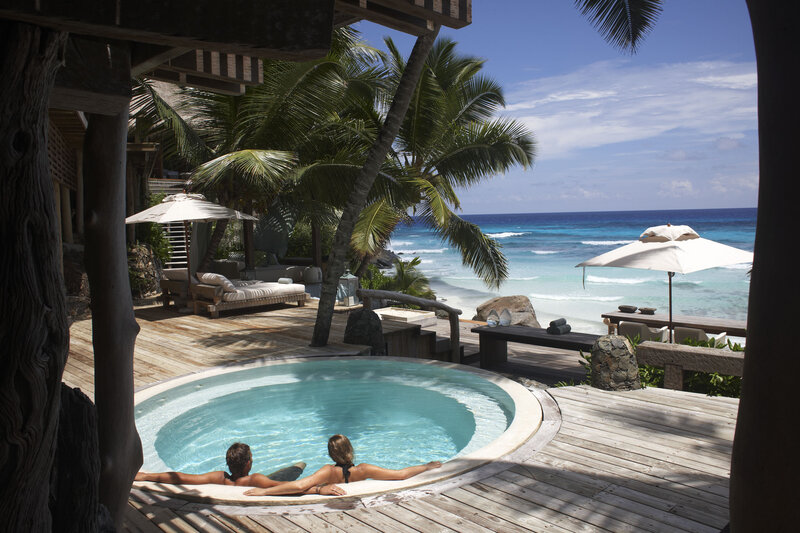Couple in Hot Tub — Blue, Serene