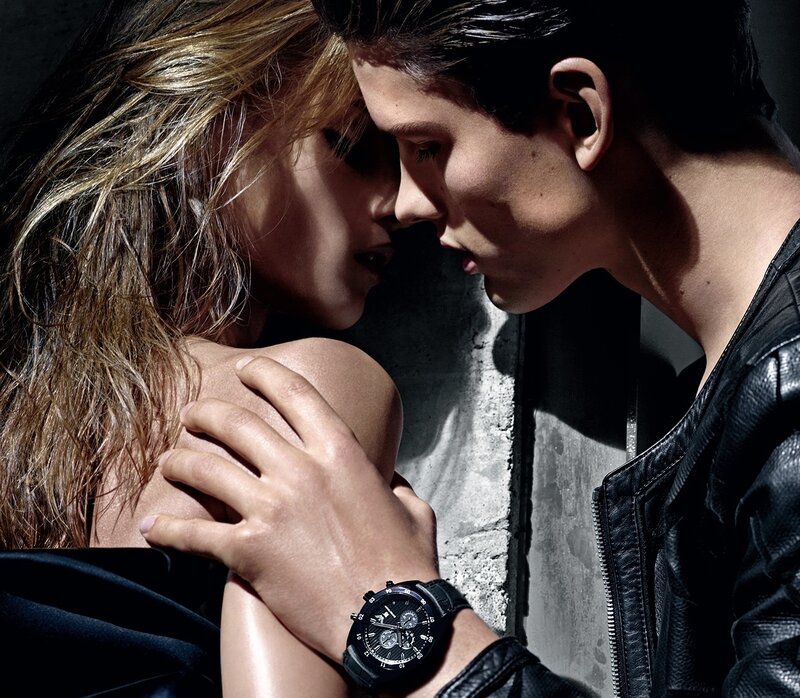 Couple in Intimate Pose — Black, Dramatic