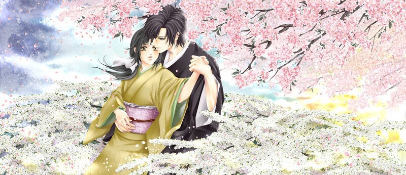 Couple in Kimonos — Pink, Serene, Spring