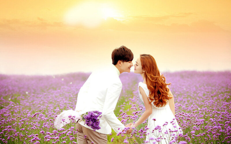 Couple in Lavender Field — Purple