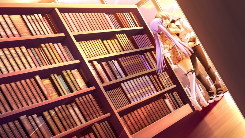 couple in library embrace