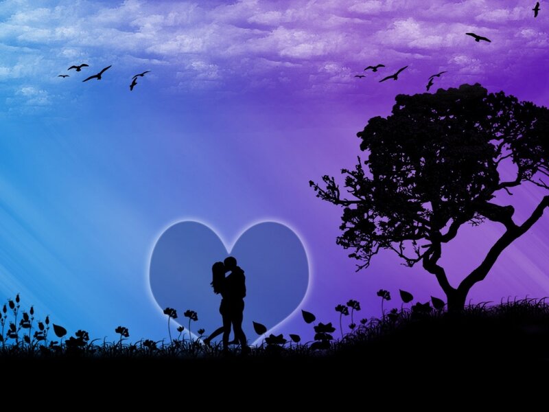 Couple in love at sunset