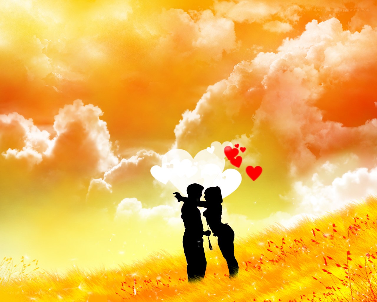 Couple in love at sunset