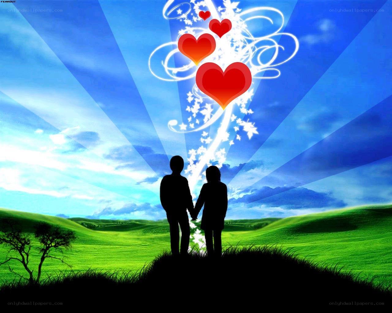 couple in love on a hill