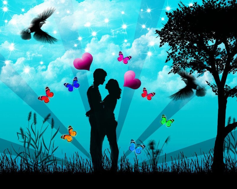 Couple in love silhouette