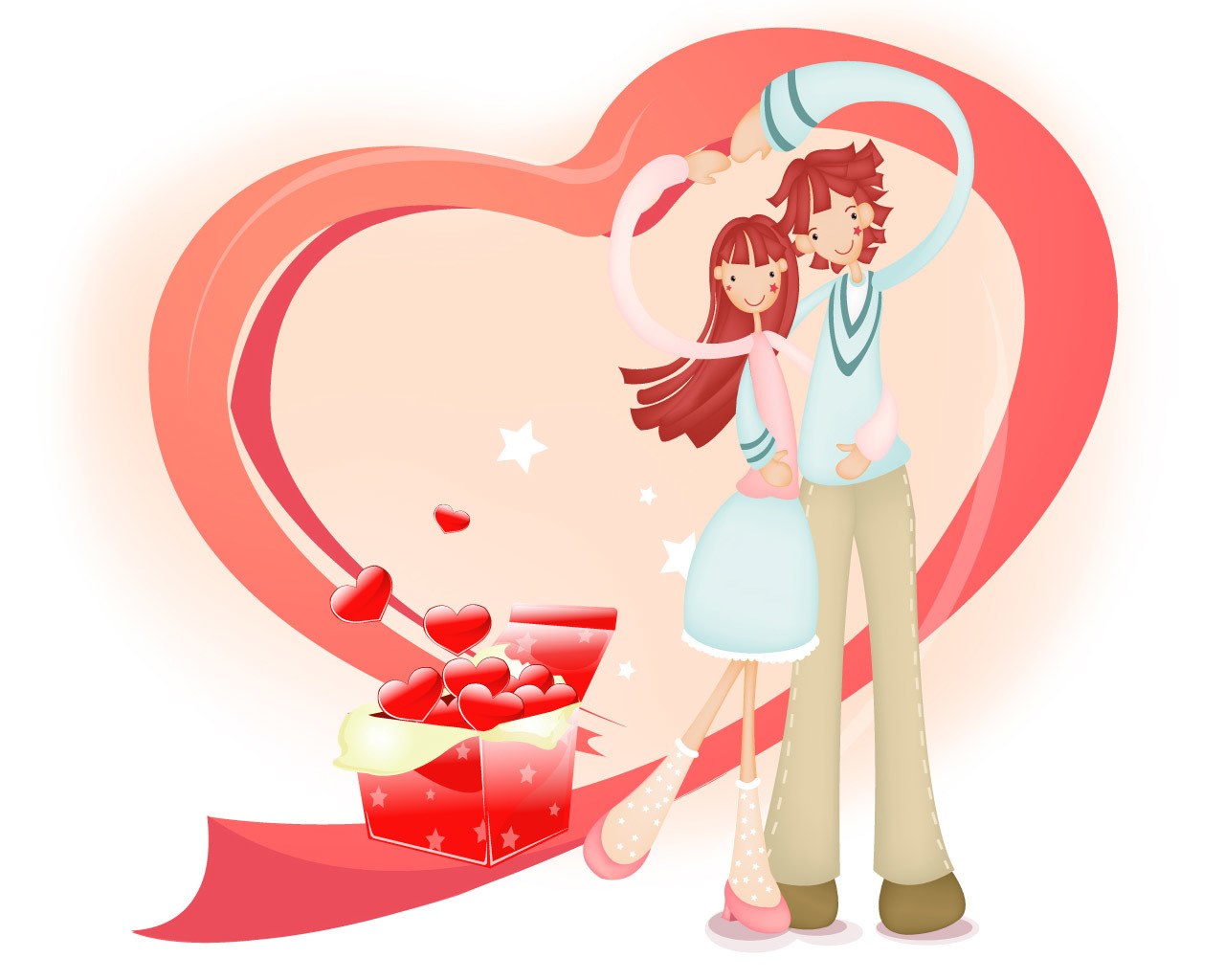 couple in love with hearts