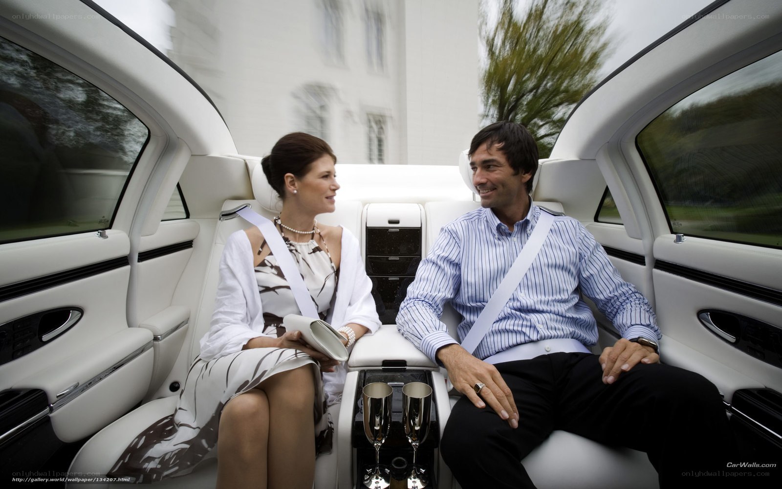 Couple in luxury car