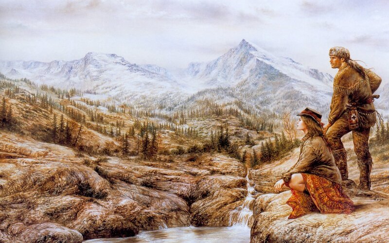 Couple in mountain landscape