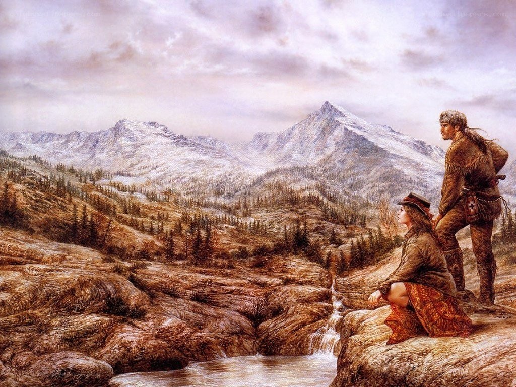 Couple in mountain landscape