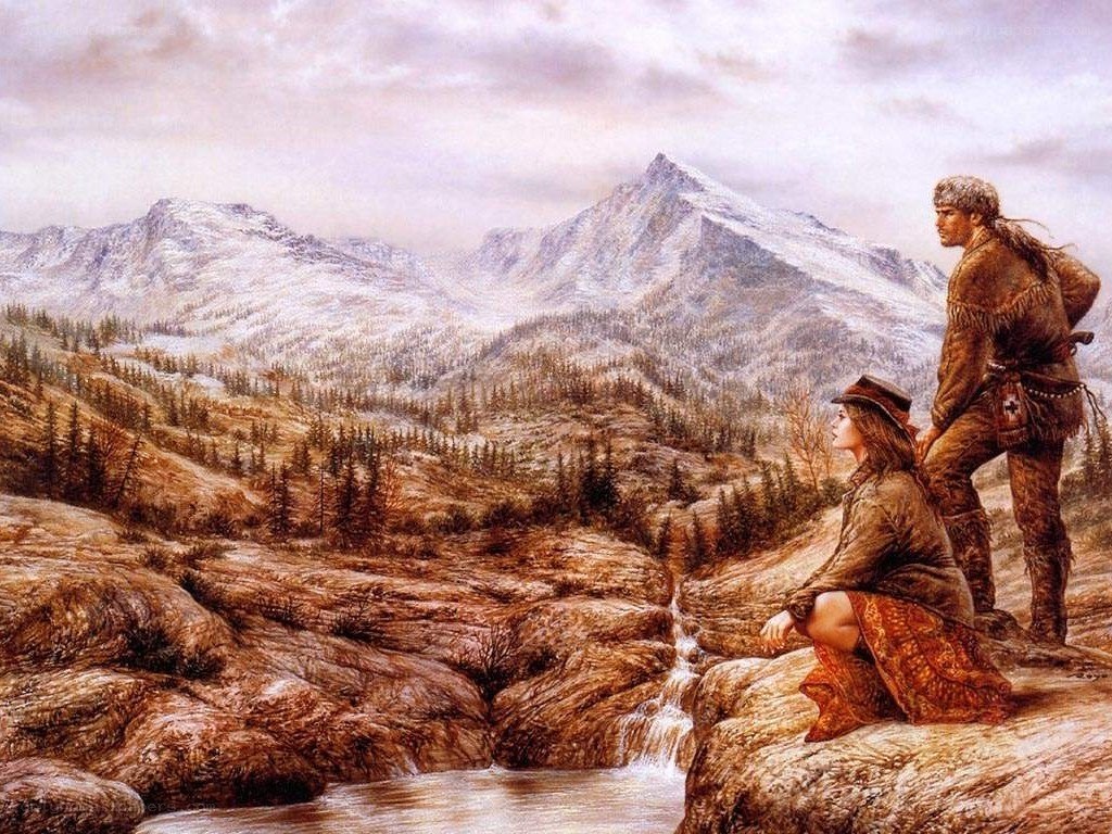 Couple in mountain landscape