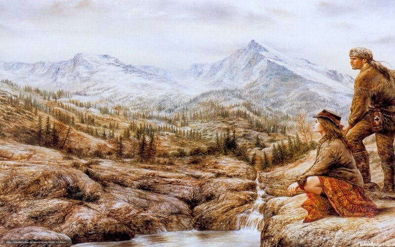 Couple in mountain landscape