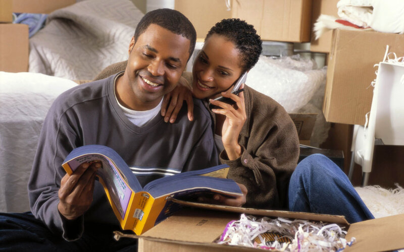 Couple in Moving Boxes