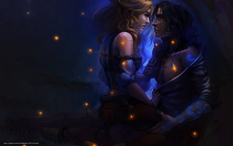 Couple in Night Scene — Blue