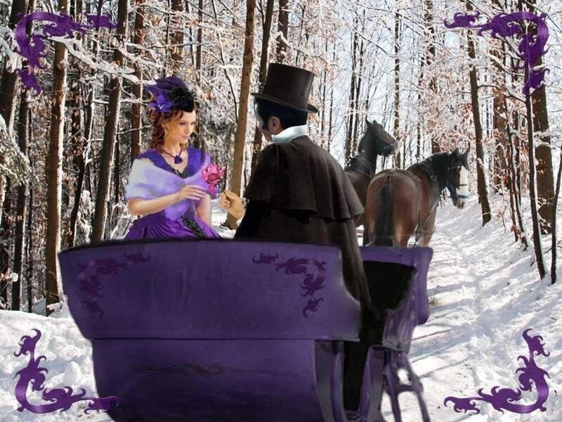 Couple in Purple Carriage