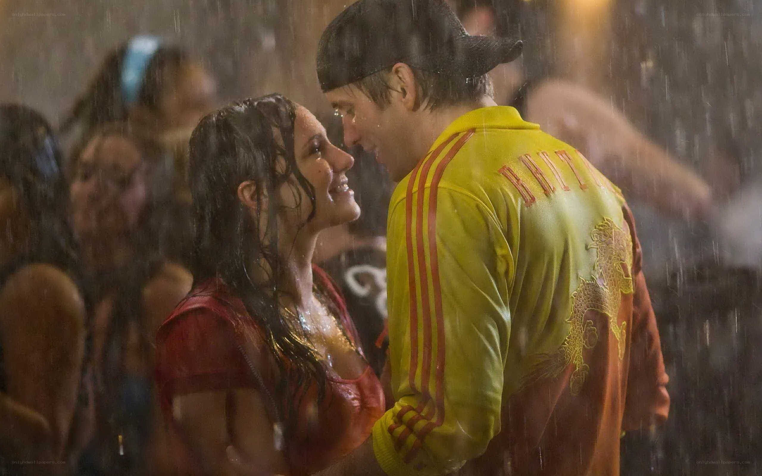couple in rain at party