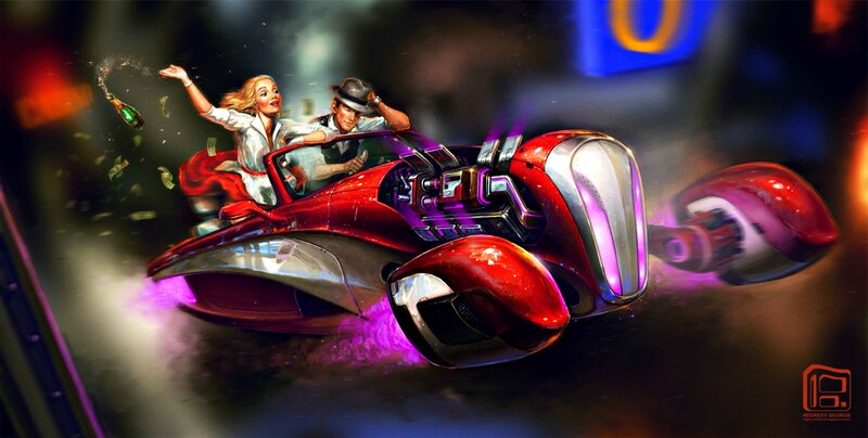 Couple in Red Car — Dramatic