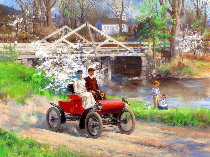 Couple in Red Car — Serene
