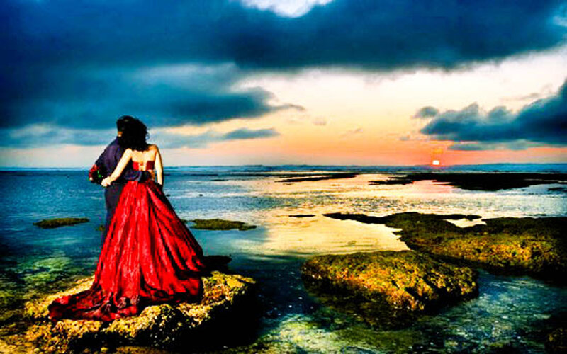 Couple in Red Dress — Dramatic