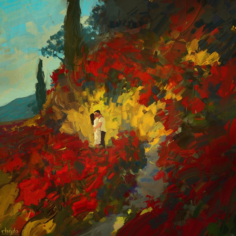 Couple in Red Field
