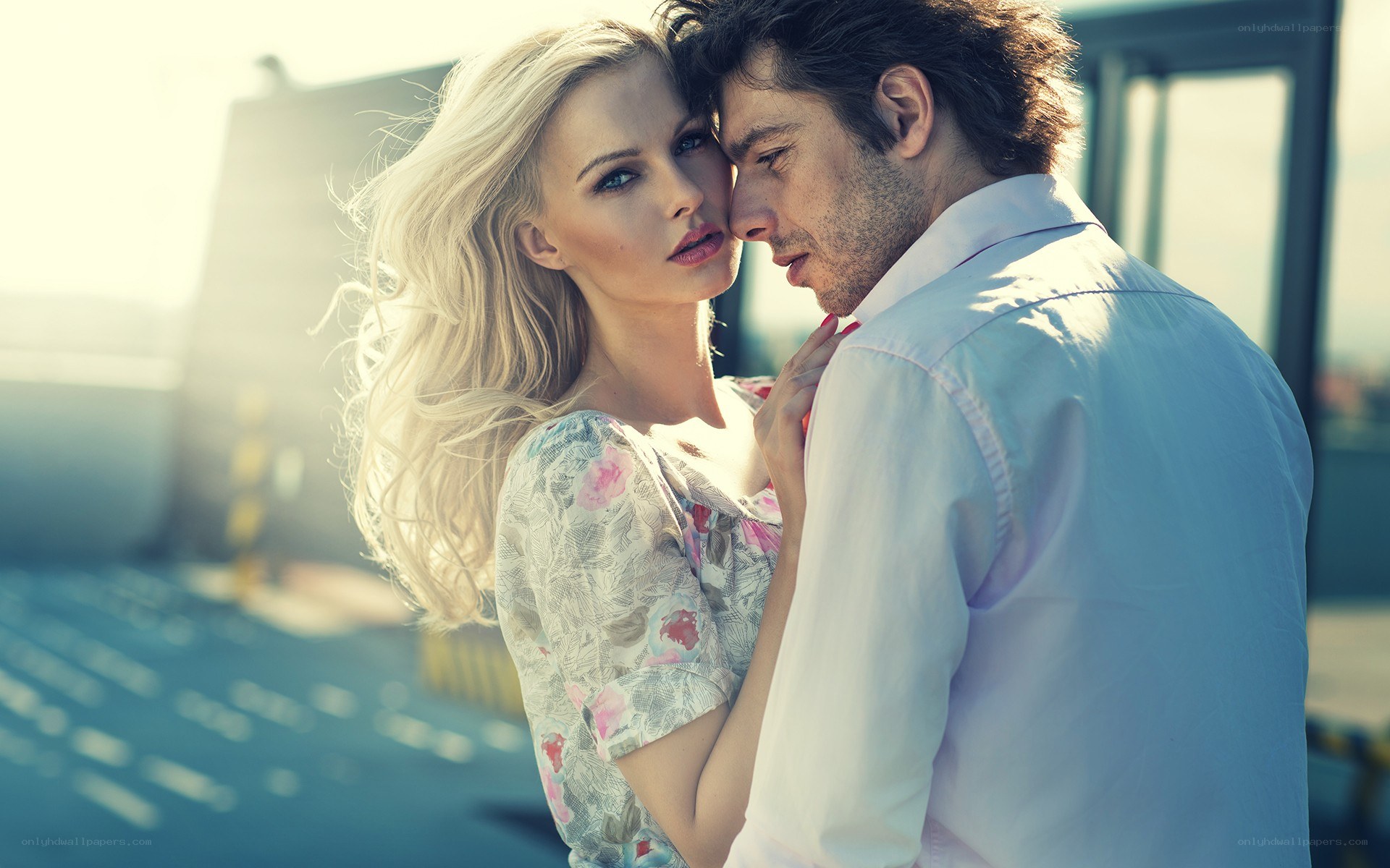 couple in romantic embrace