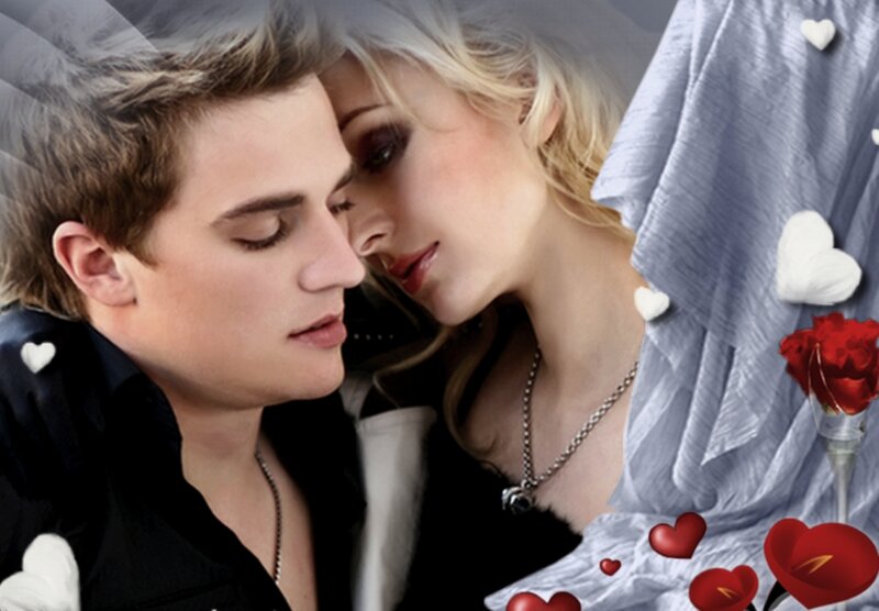 Couple in Romantic Pose — White, Photograph