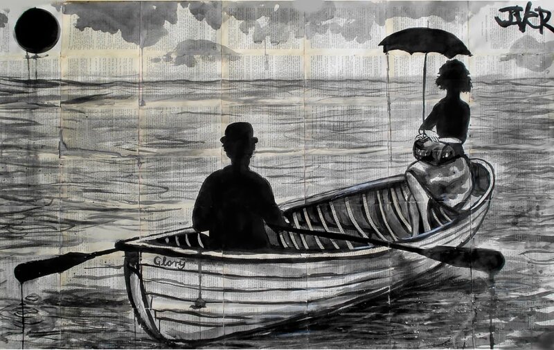 Couple in Rowboat — Black