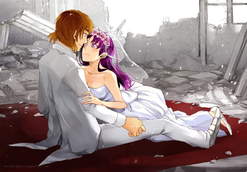Couple in ruined wedding