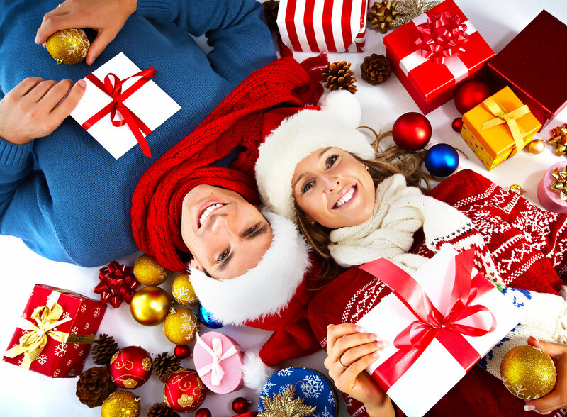 Couple in Santa Hats — Red