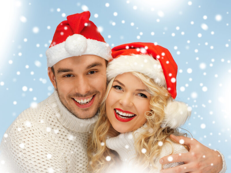 Couple in Santa Hats