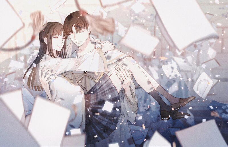 Couple in School Uniforms — White