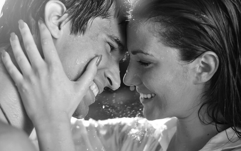 Couple in Shower — Black, Intimate, Photograph